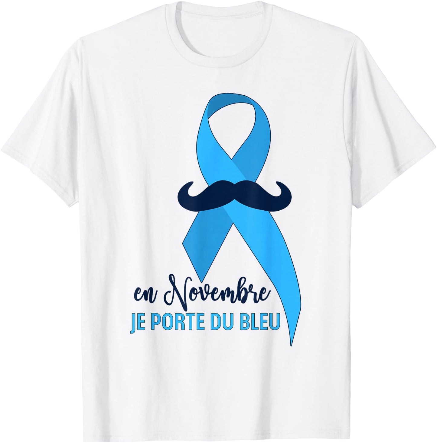 Blue Ribbon Prostate Cancer November Awareness T-Shirt - T-Shirt | White