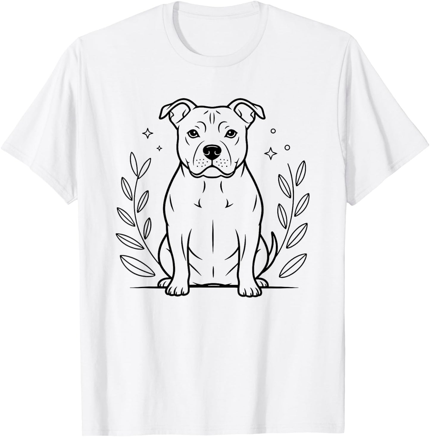 Line Art American Pit Bull Terrier Minimalist Pittie T-Shirt - T-Shirt | White