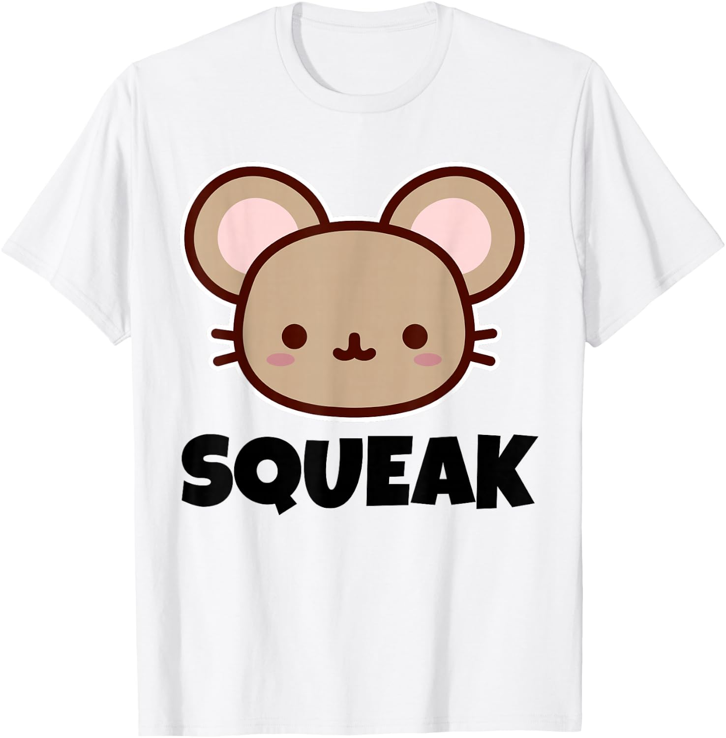 Squeak Cute Childrens Mice Shirt for Kids Cartoon Mouse Face T-Shirt - T-Shirt | White