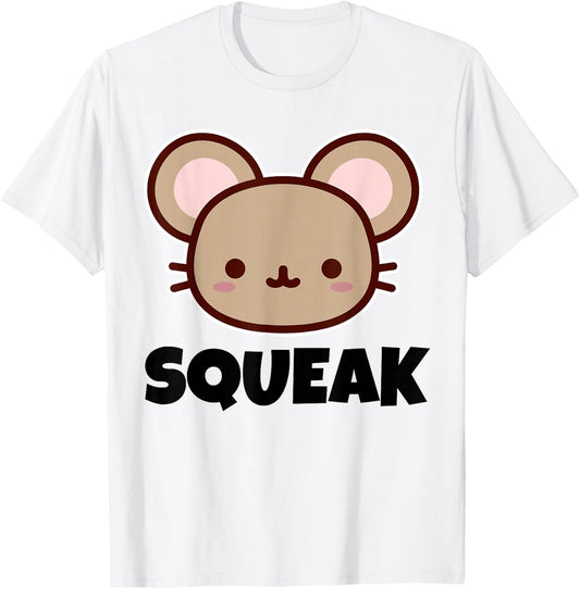 Squeak Cute Childrens Mice Shirt for Kids Cartoon Mouse Face T-Shirt - T-Shirt | White