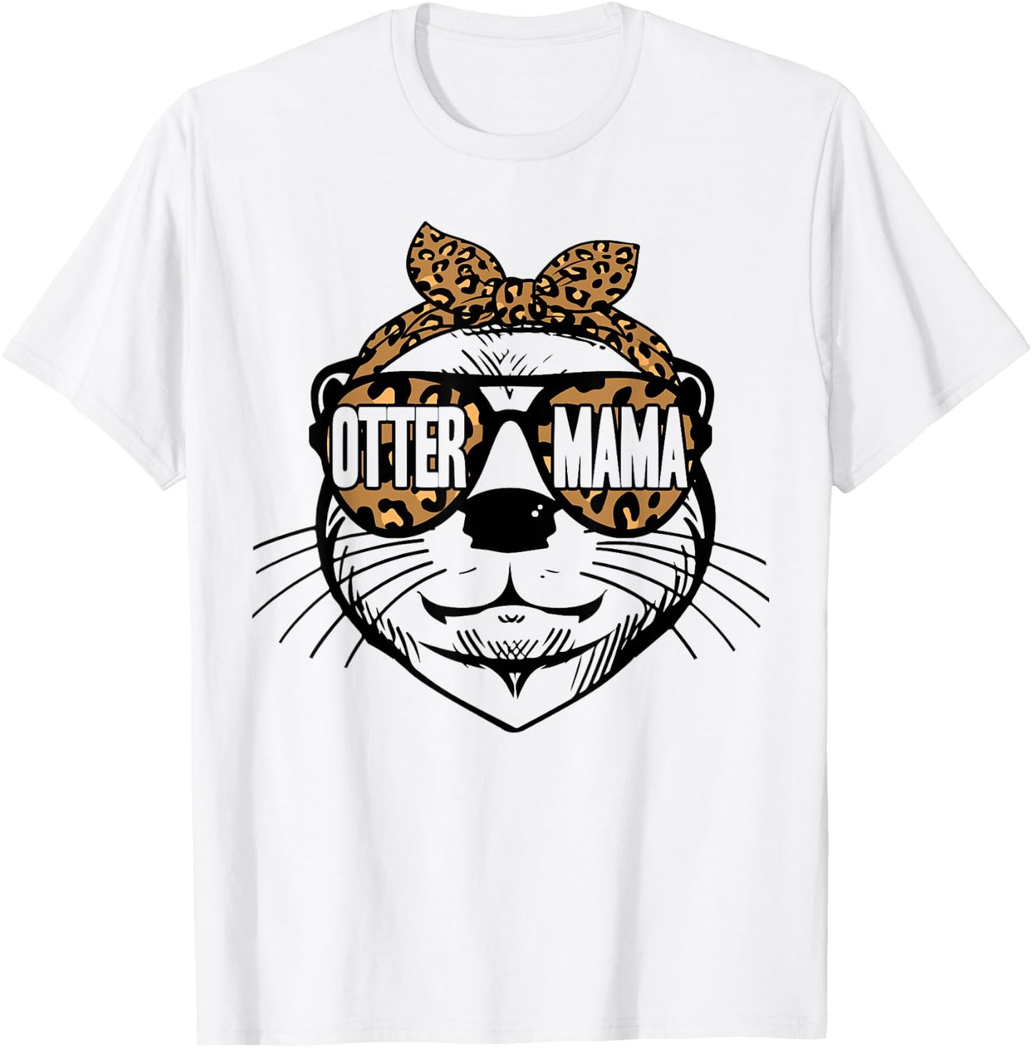 Otter Mom Cute Leopard Otter Mama Mothers Day T-Shirt - T-Shirt | White