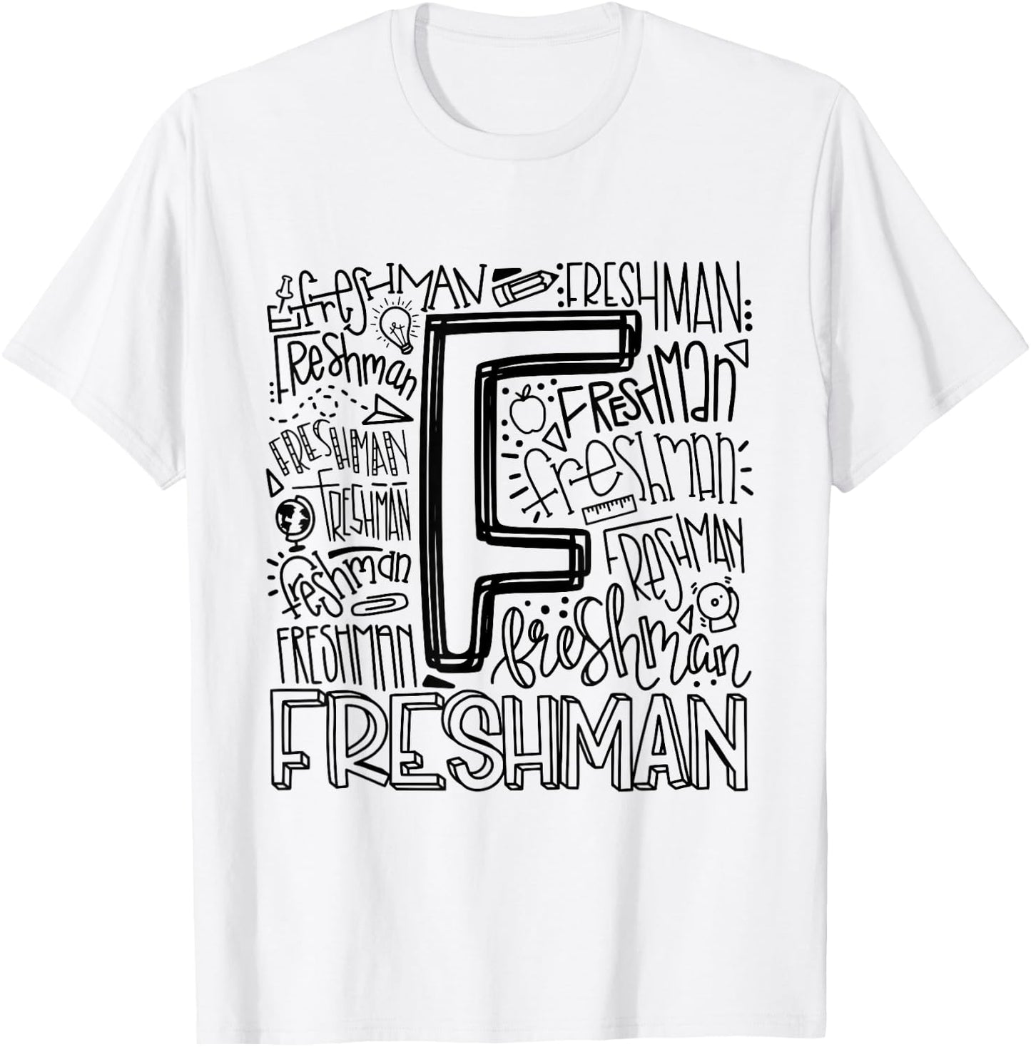 Freshman Ninth 9th Grade Typography Back To School T-Shirt - T-Shirt | White