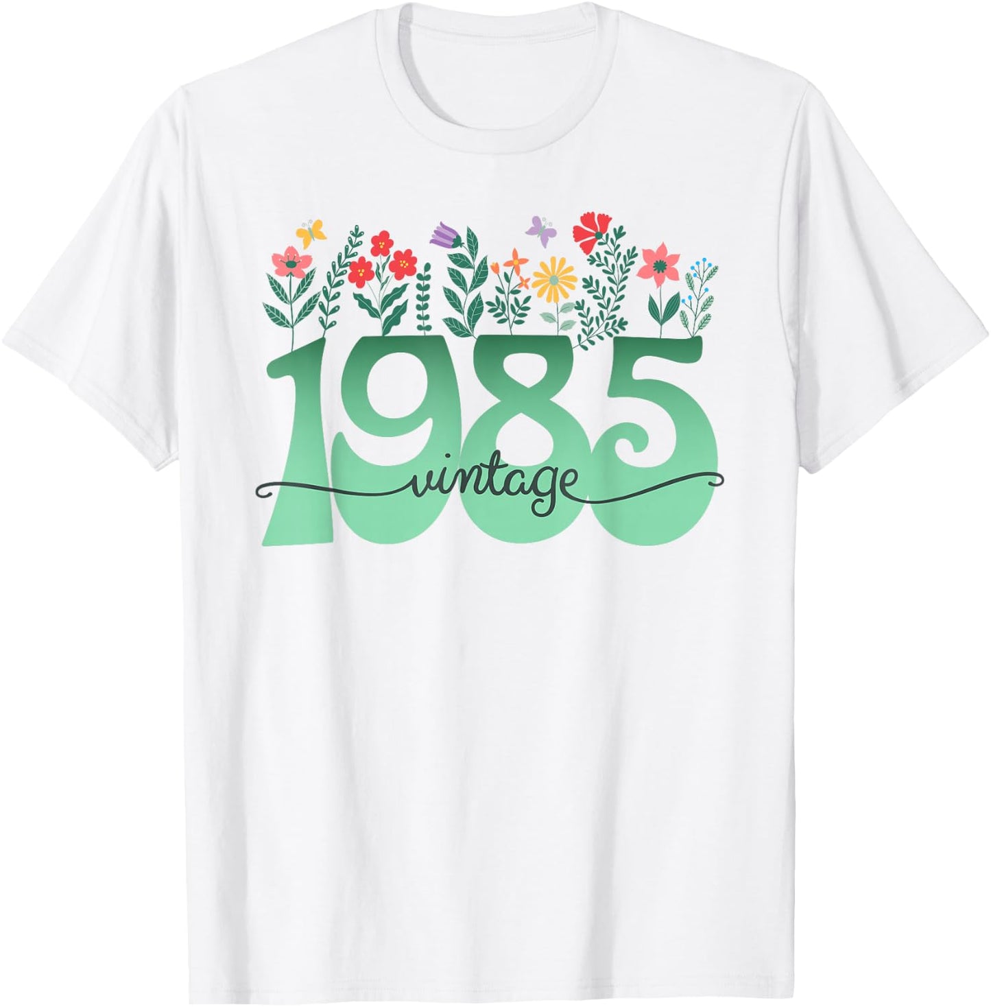 Floral Girl 1985 Birthday 40 Years Woman T-Shirt - T-Shirt | White