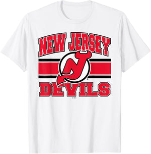 New Jersey Devils Stripe Gray Officially Licensed T-Shirt - T-Shirt | White