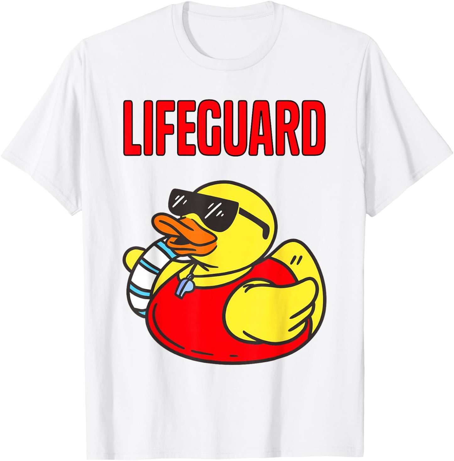 Rubber Duck Graphic Parody Lifeguard T-Shirt - T-Shirt | White