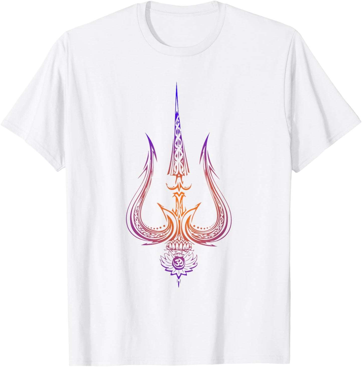 OM-Lord Shiva Divine Spear Trident Trishul T-Shirt - T-Shirt | White