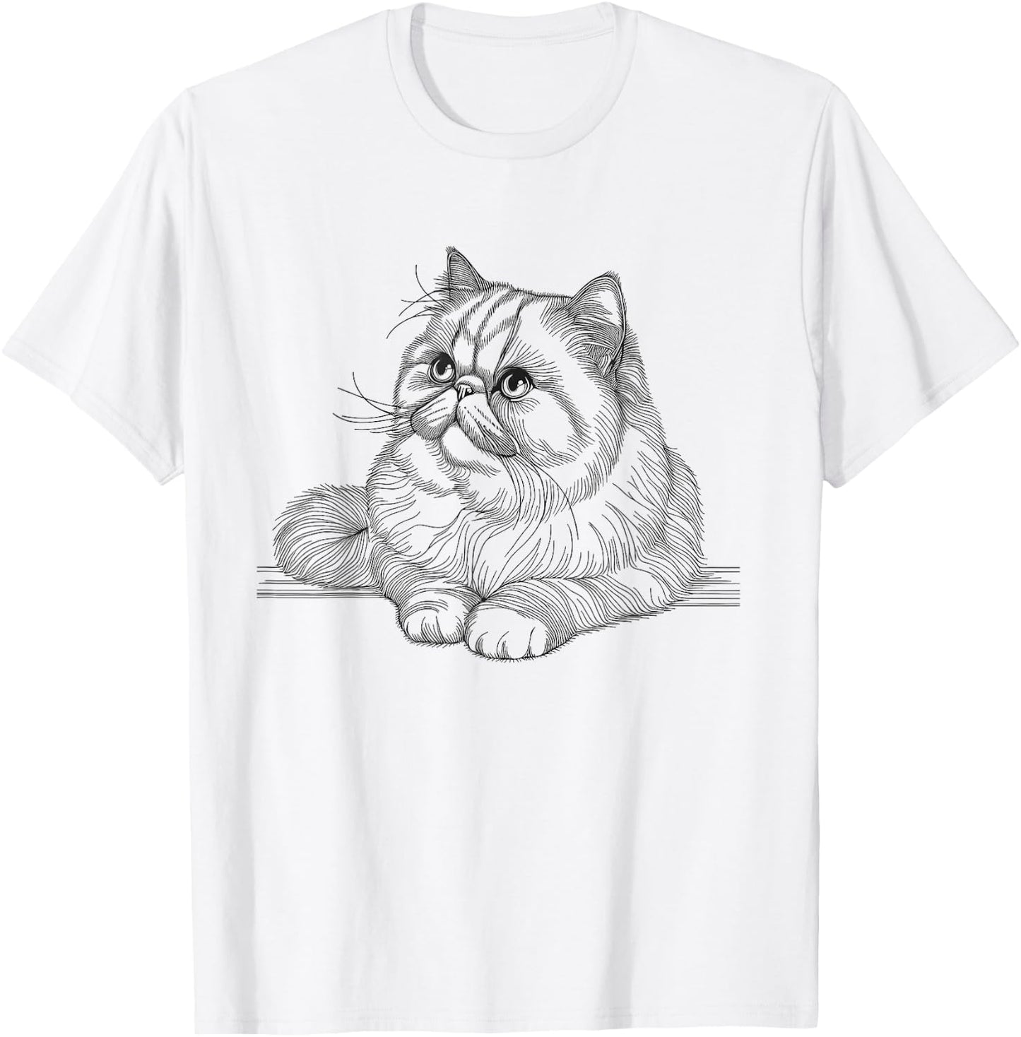 Exotic Shorthair Cat Line Art Design Women Girls Kids T-Shirt - T-Shirt | White