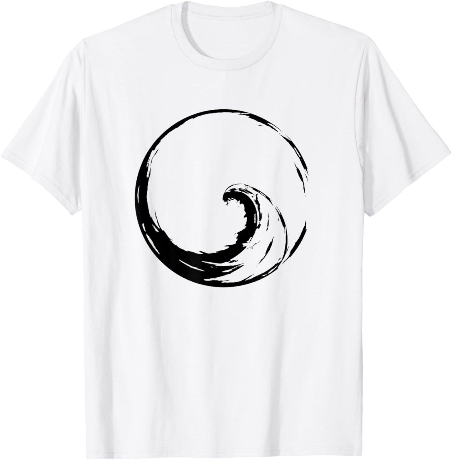 Peace Wave in Enso Circle - Buddhist Zen Calligraphy Shirt T-Shirt - T-Shirt | White