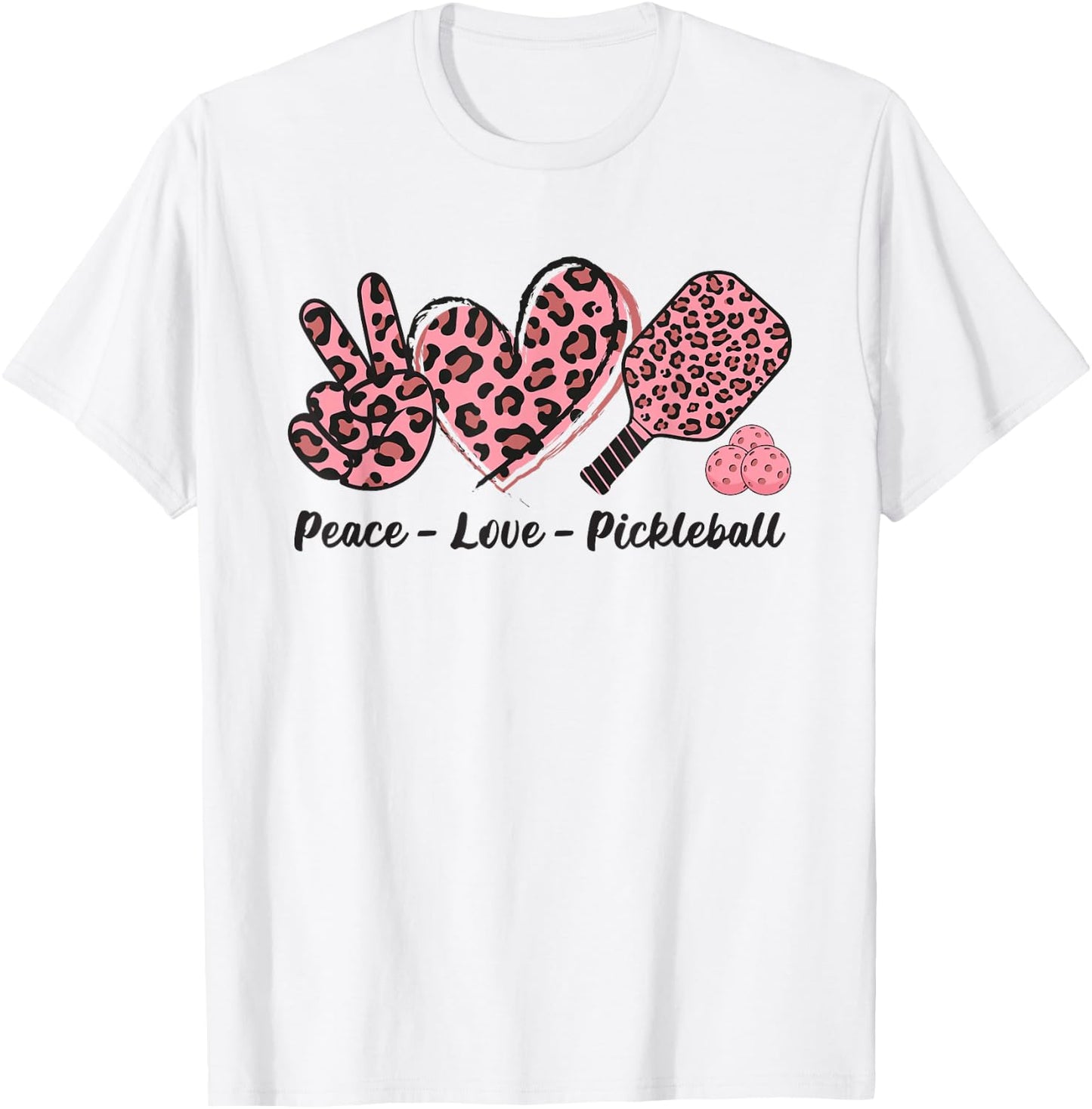 Peace Love Pickleball Ladies Cute Pickleball Player T-Shirt - T-Shirt | White
