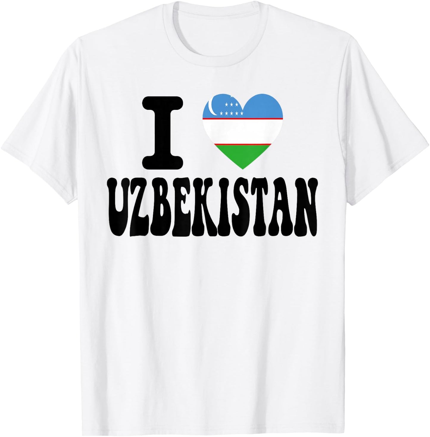 I Love Uzbekistan Heart Flag Retro Travel Souvenir T-Shirt - T-Shirt | White