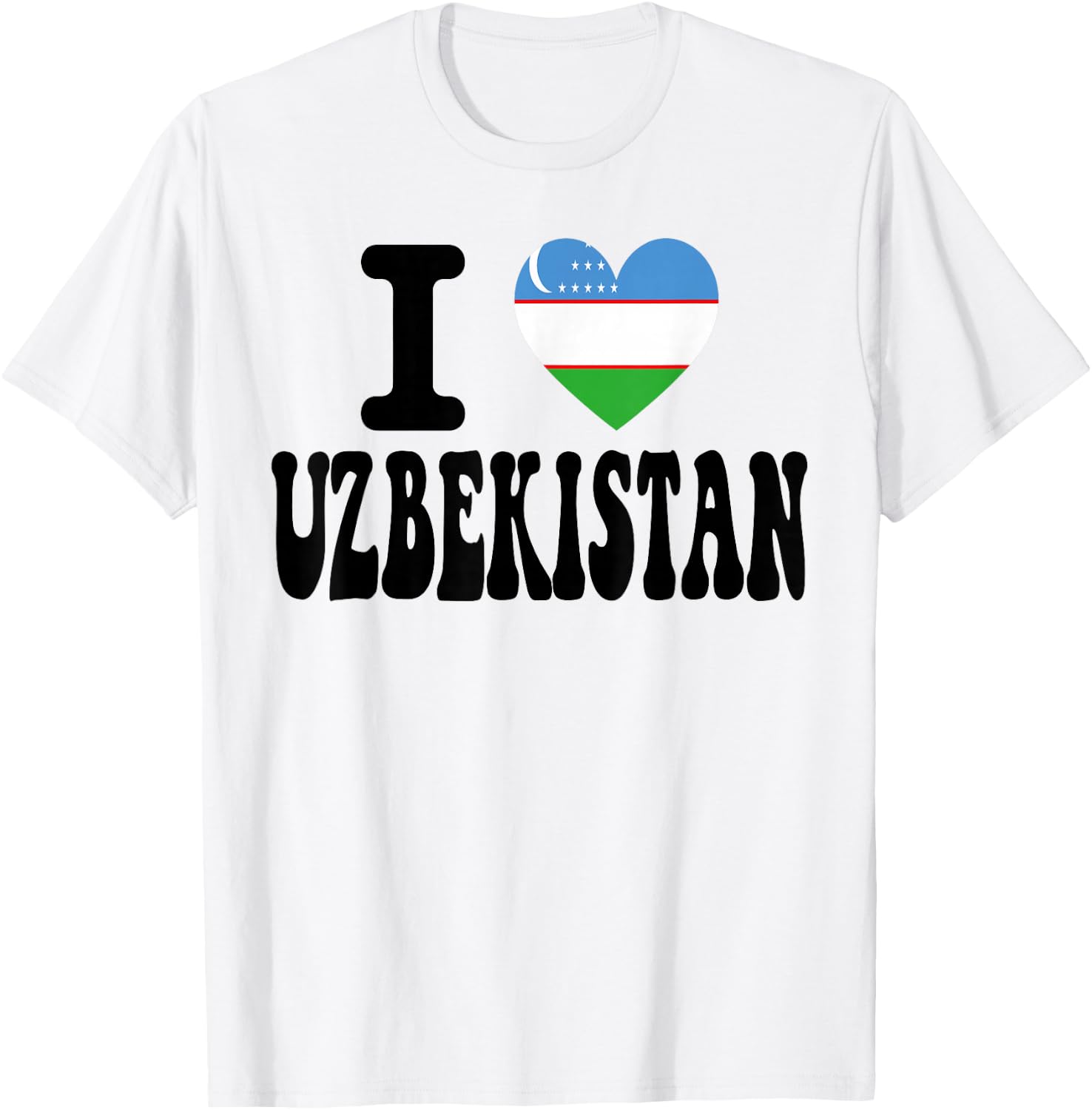 I Love Uzbekistan Heart Flag Retro Travel Souvenir T-Shirt - T-Shirt | White