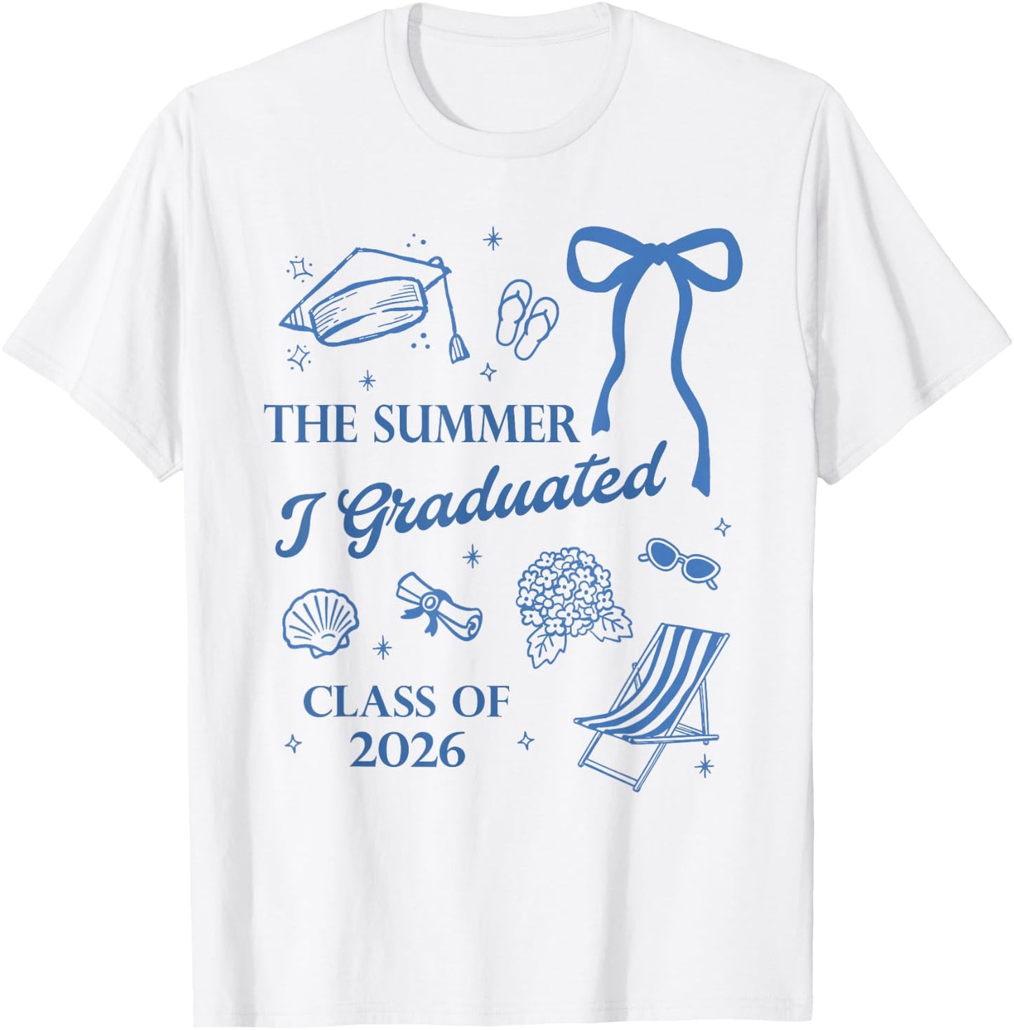 The Summer I Graduated Class of 2026 Seashell Coastal Beach T-Shirt - T-Shirt | White
