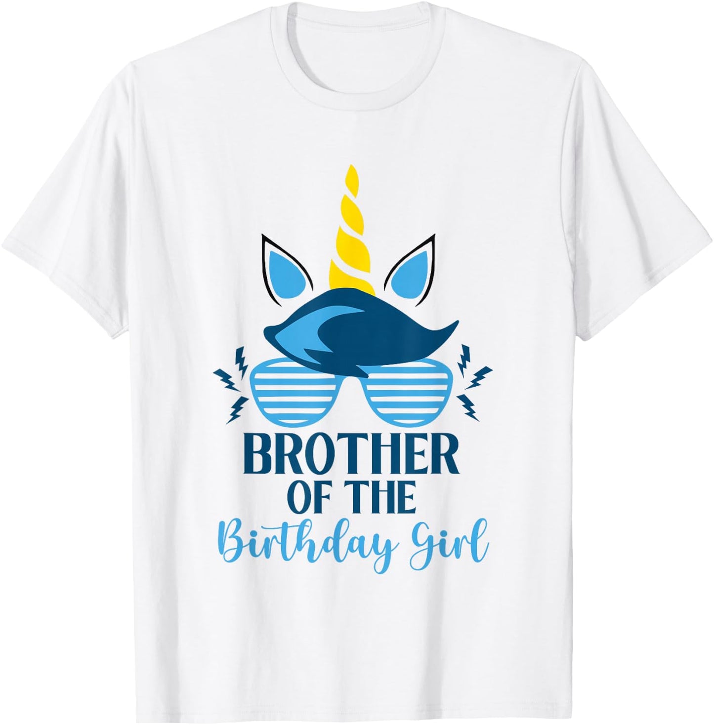 Unicorn Brother Of The Birthday Girl Themed Family Birthday T-Shirt - T-Shirt | White