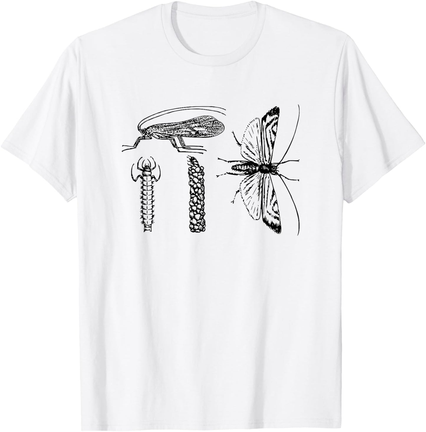 Entomology Caddis Fly Bug Graphic T-Shirt - T-Shirt | White