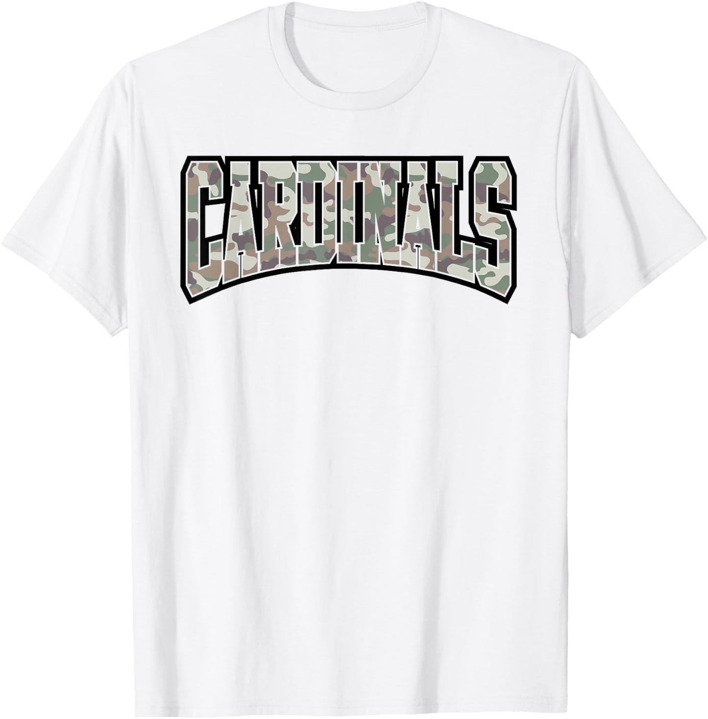 Cardinals Camouflage Word School Spirit Game Day Camo T-Shirt - T-Shirt | White