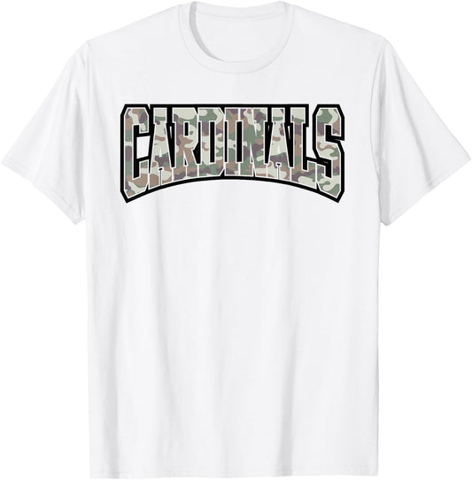 Cardinals Camouflage Word School Spirit Game Day Camo T-Shirt - T-Shirt | White