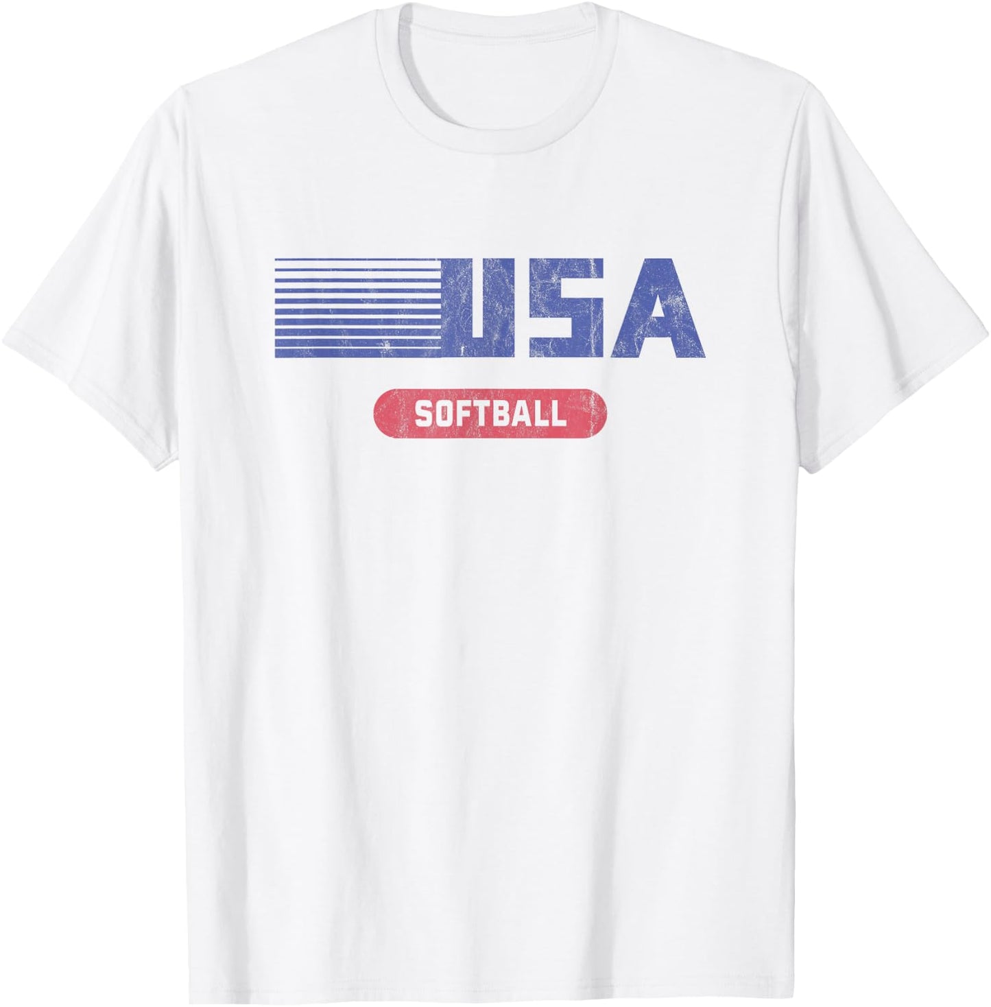 Retro USA 2020 Team American Softball Vintage T-Shirt - T-Shirt | White