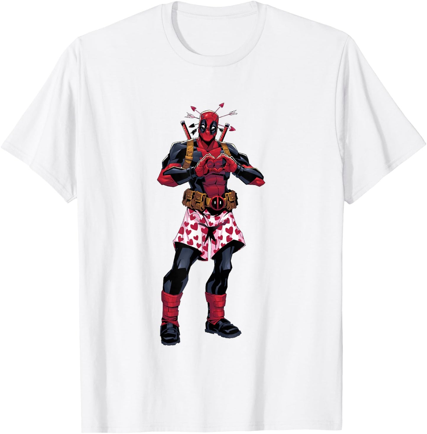 Marvel Deadpool Valentine's Day Love Heart Hand Portrait T-Shirt - T-Shirt | White