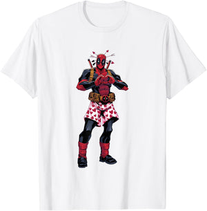 Marvel Deadpool Valentine's Day Love Heart Hand Portrait T-Shirt - T-Shirt | White