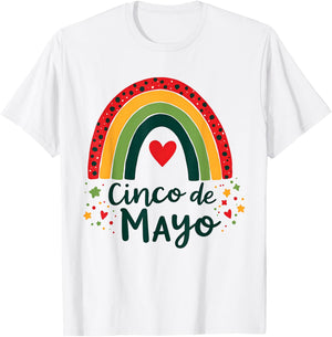 Cinco De Mayo Mexican Rainbow Leopard Teacher Mexico Themed T-Shirt - T-Shirt | White