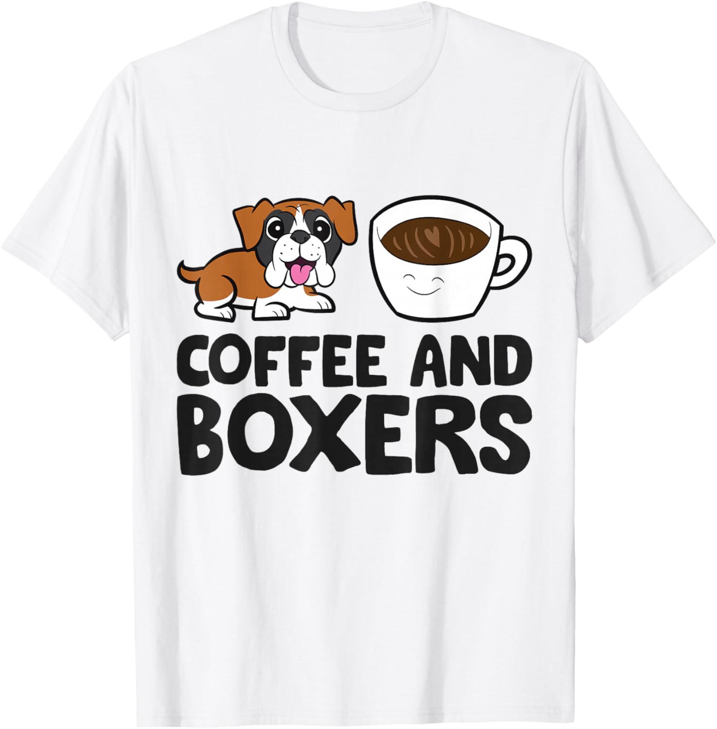 Coffee And Boxers Funny Boxer T-Shirt - T-Shirt | White