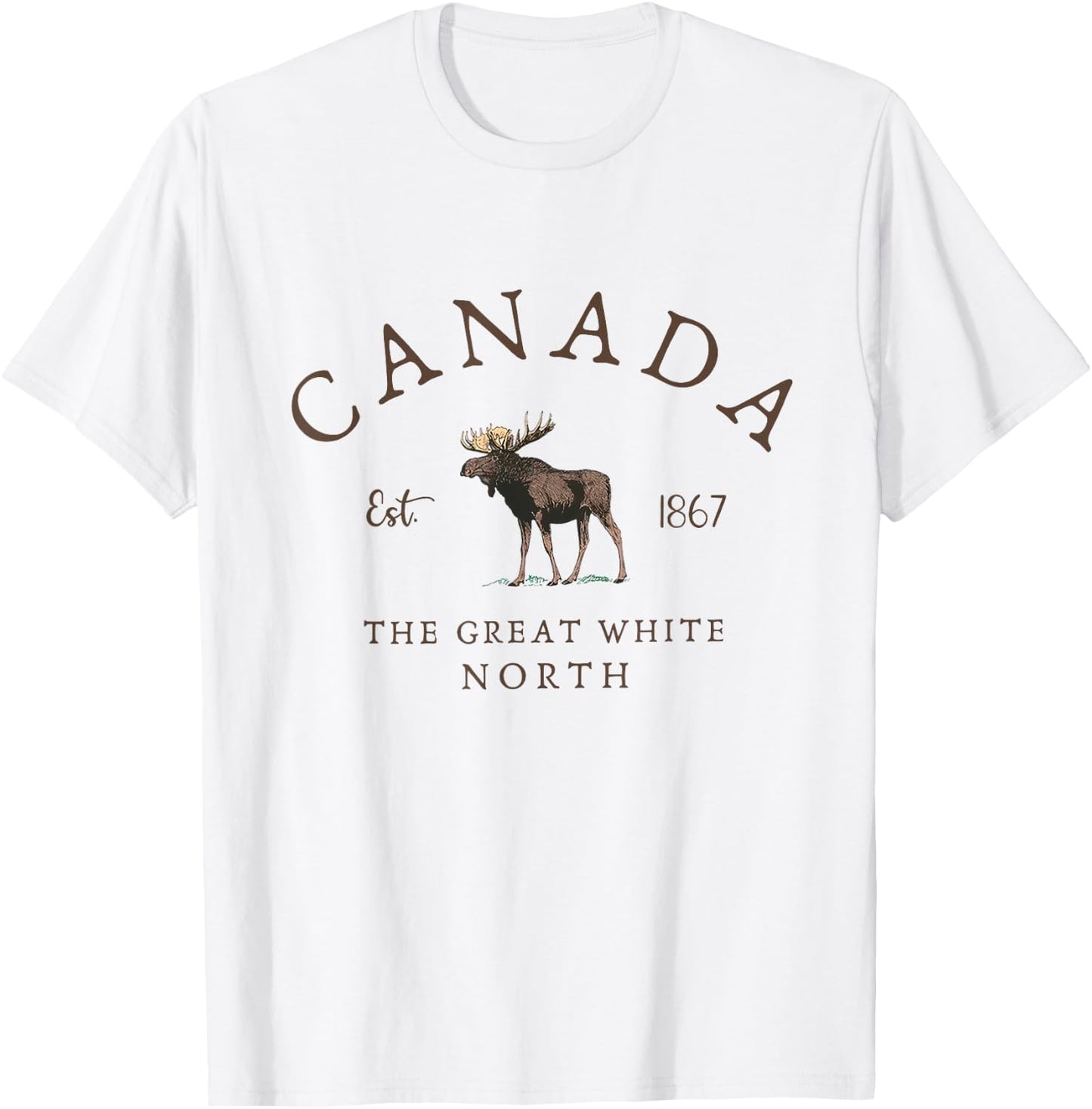 Vintage Moose Canada 1867 The Great White North Canada Day T-Shirt - T-Shirt | White