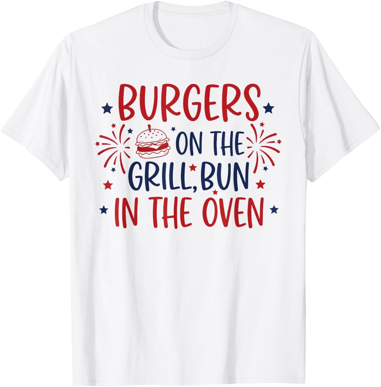 Retro Burgers On The Grill Bun in The Oven Pregnant T-Shirt - T-Shirt | White
