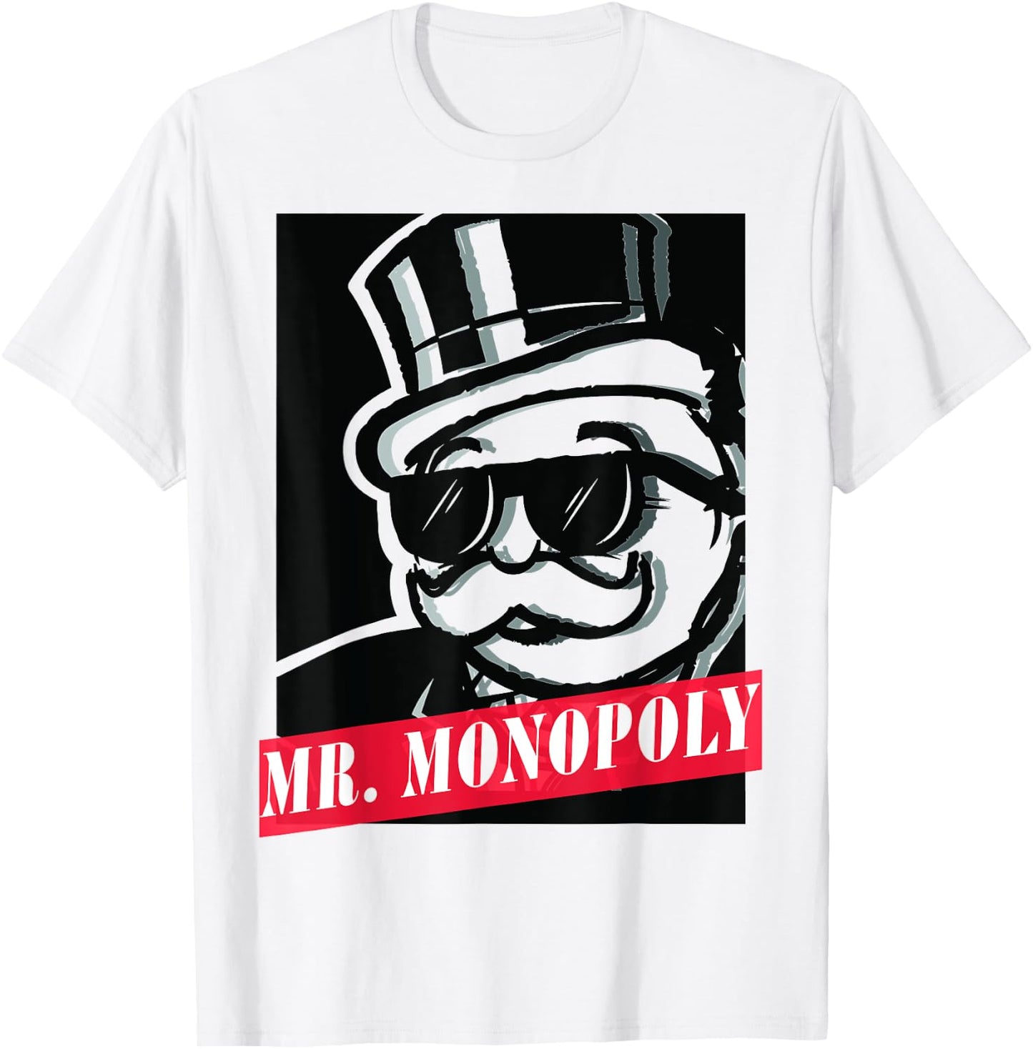 Monopoly Rich Uncle Pennybags Graphic Logo Poster T-Shirt - T-Shirt | White
