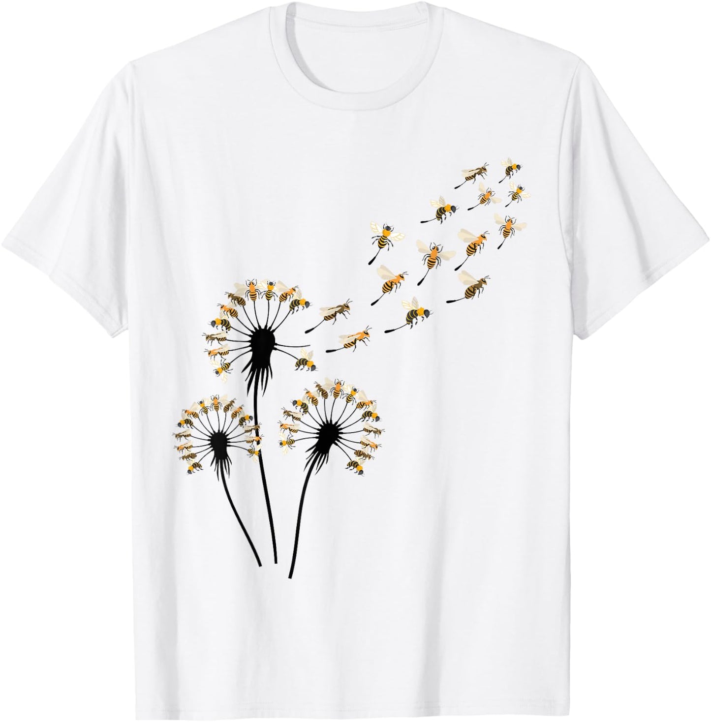 Bee Shirts Dandelion Bee Shirt for Bee Lover | Blue Floral T-Shirt - T-Shirt | White