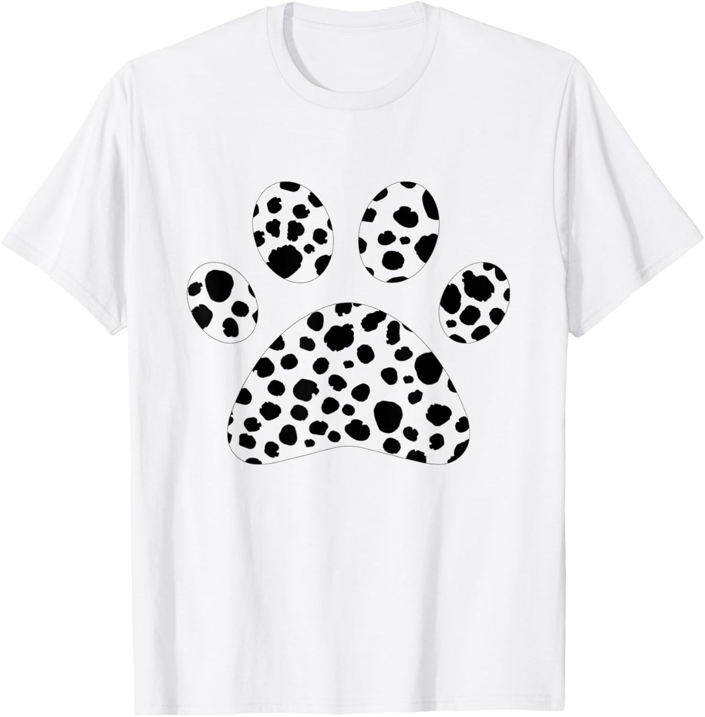 Dalmatian Dog Paw Polka Dot White Black Polka Dot Men Women , White T-Shirt - T-Shirt | White