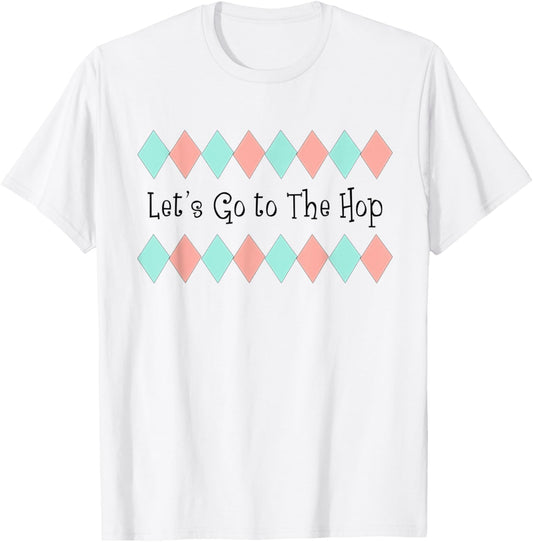 Let's Go to the Hop Sock Hop Shirt Theme Party Argyle T-Shirt - T-Shirt | White