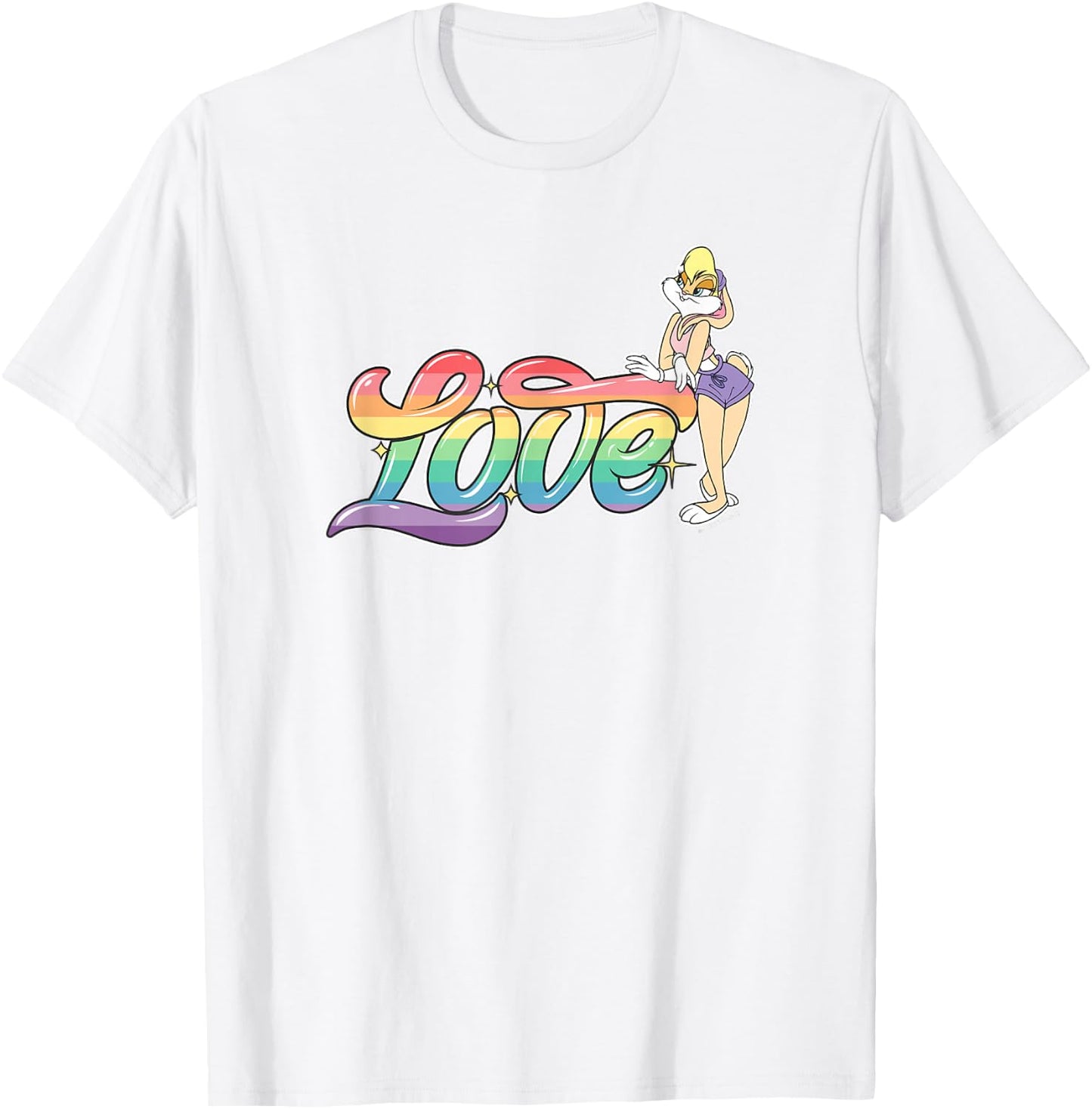 Looney Tunes Lola Bunny Love Cursive Rainbow T-Shirt - T-Shirt | White