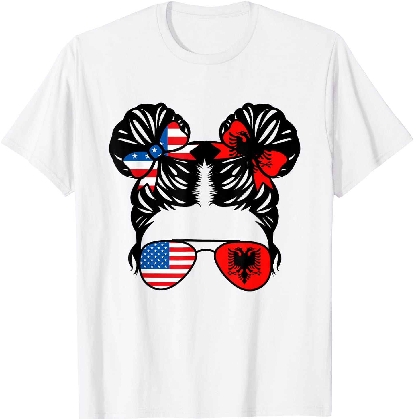 Half American Half Albanian Girl USA Albania Flag Patriot T-Shirt - T-Shirt | White