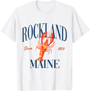 Rockland Maine Est. 1854 - Old Money, Aesthetic, Classic T-Shirt - T-Shirt | White