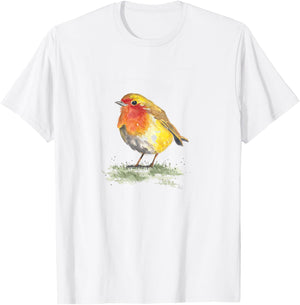 Robin Bird Motif, Print Gift , White, s T-Shirt - T-Shirt | White