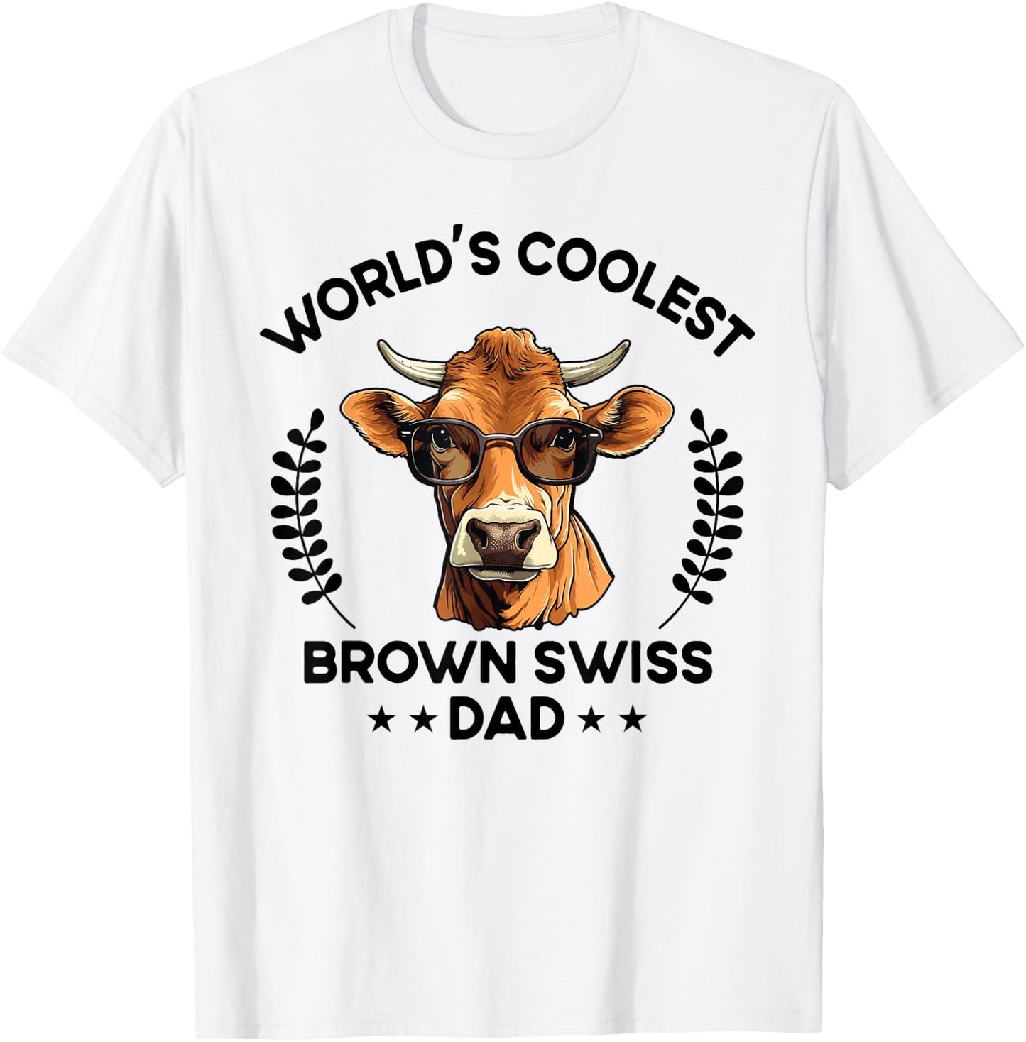 World's Coolest Cow Dad Papa - Men Farmer Brown Swiss T-Shirt - T-Shirt | White
