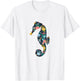 Floral Seahorse Silhouette Girls Graphic T-Shirt - T-Shirt | White