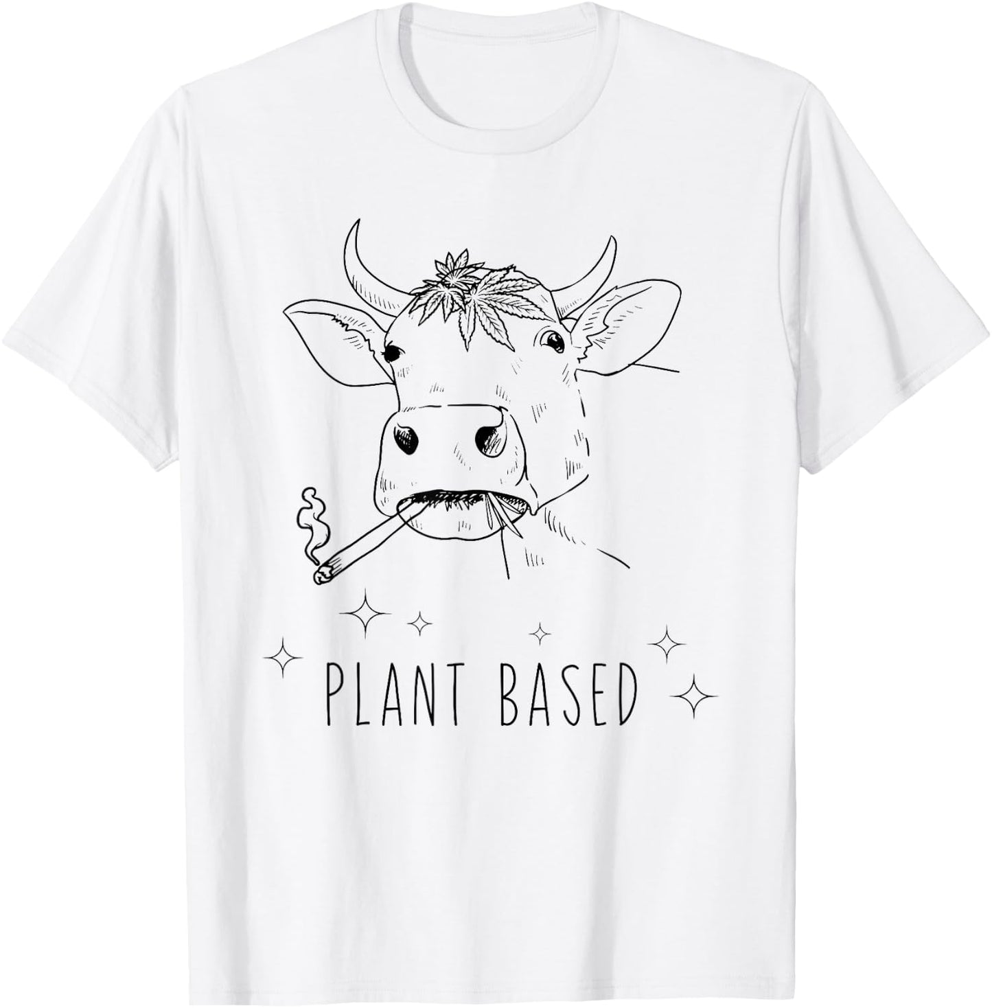 Funny Plant Based Marijuana Cow Stoner Weed T-Shirt - T-Shirt | White