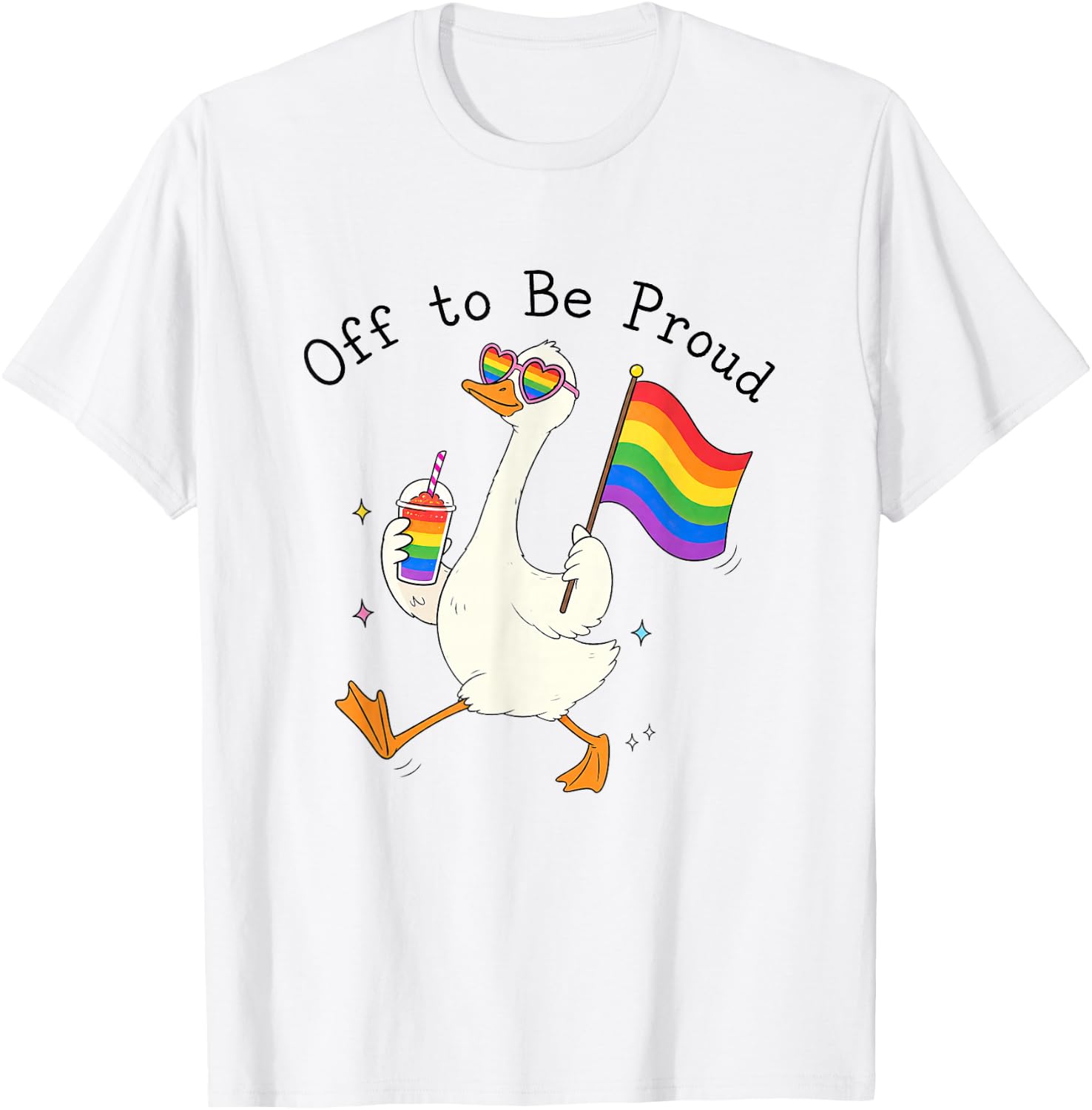 Off to Be-Proud Funny LGBTQ Silly-Goose Pride Month Rainbow T-Shirt - T-Shirt | White