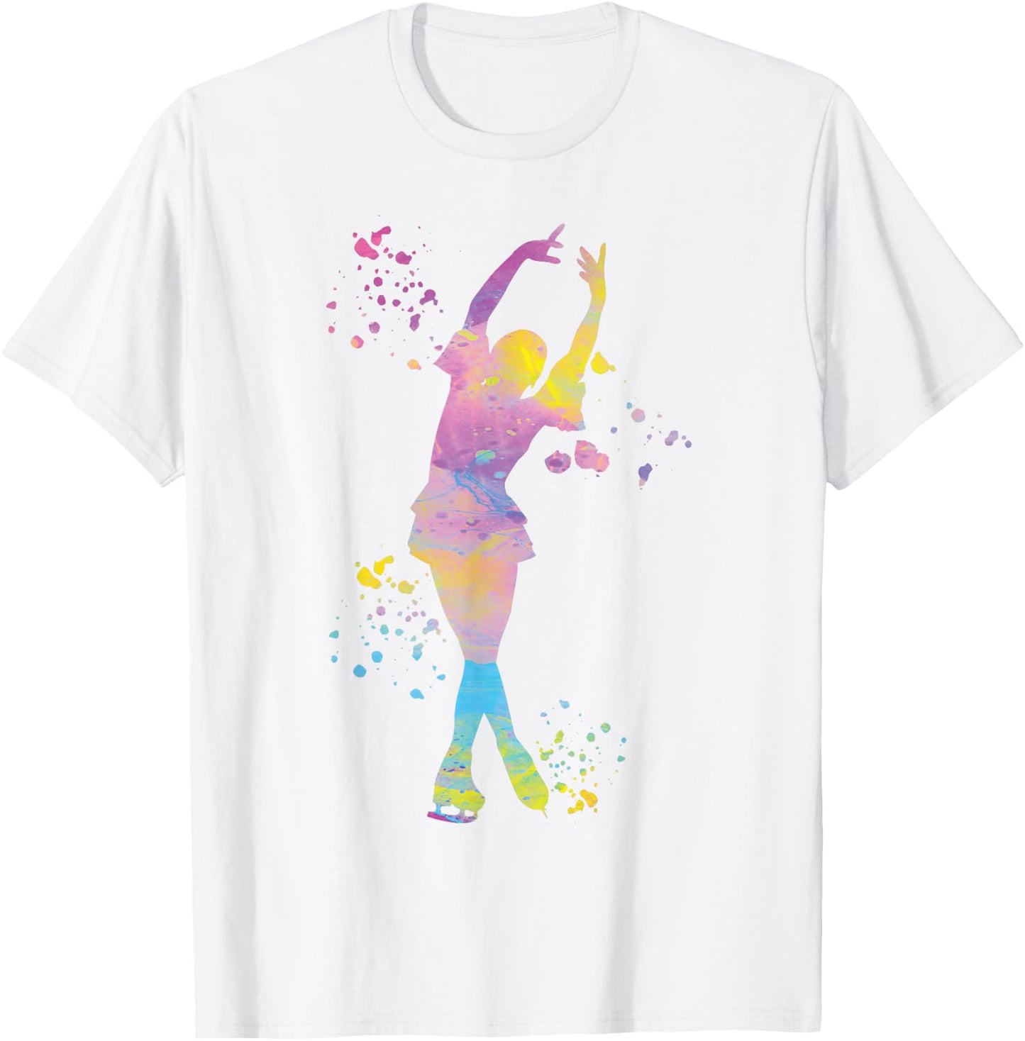 Ice Skater Colorful Figure Skating for Girls , white, S T-Shirt - T-Shirt | White