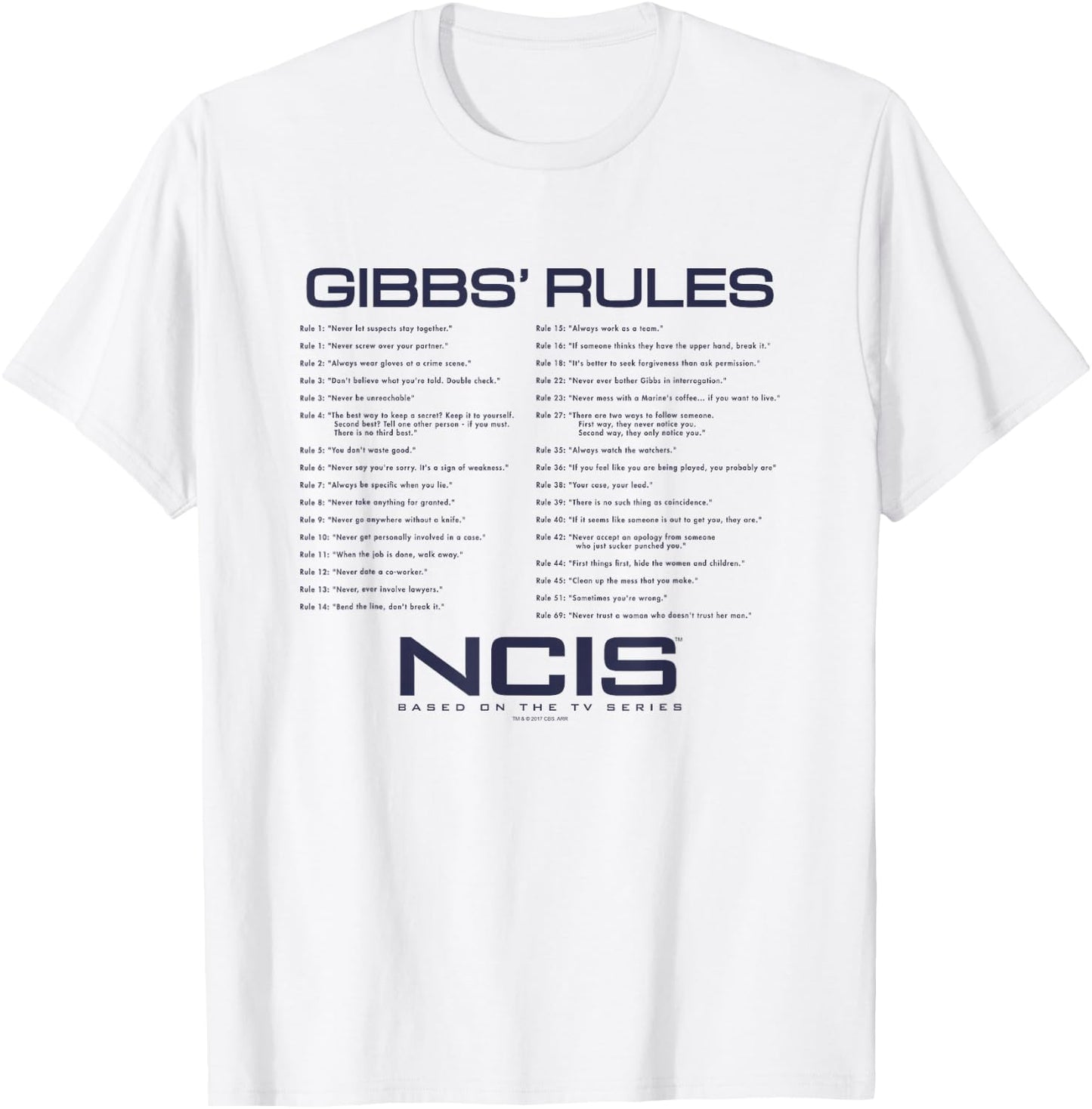 NCIS Gibbs Rules , gray, s T-Shirt - T-Shirt | White