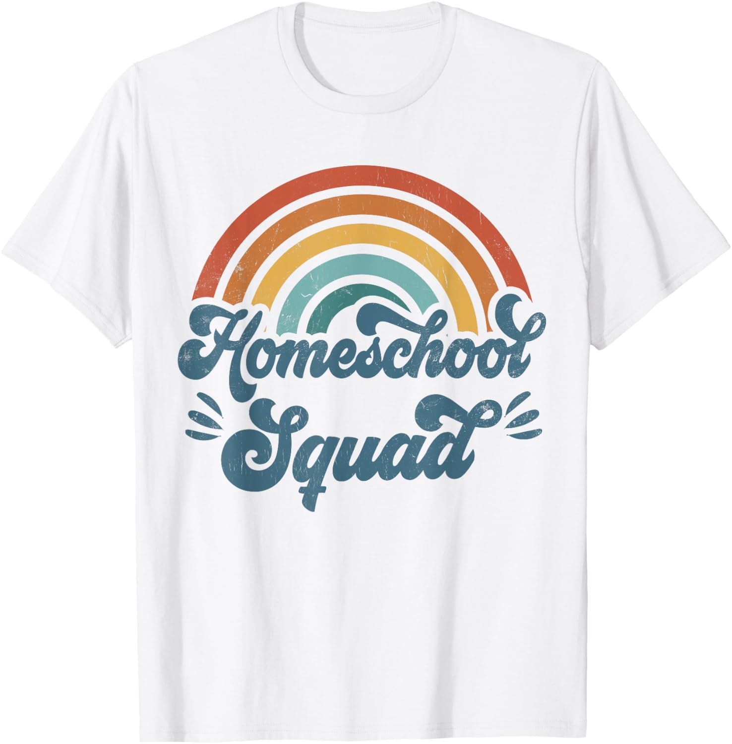 Funny Matching Homeschool Mom Retro Groovy Homeschool Squad T-Shirt - T-Shirt | White