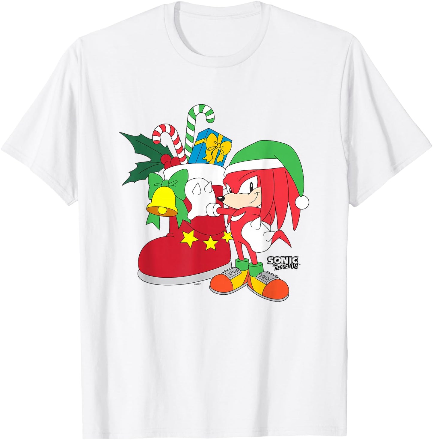 Sonic The Hedgehog Christmas Knuckles The Echidna Presents T-Shirt - T-Shirt | White