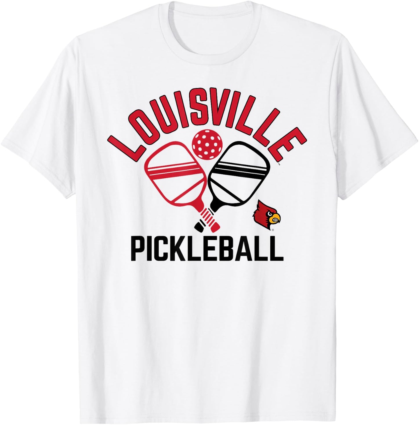 Louisville Cardinals Pickleball Gray Officially Licensed T-Shirt - T-Shirt | White