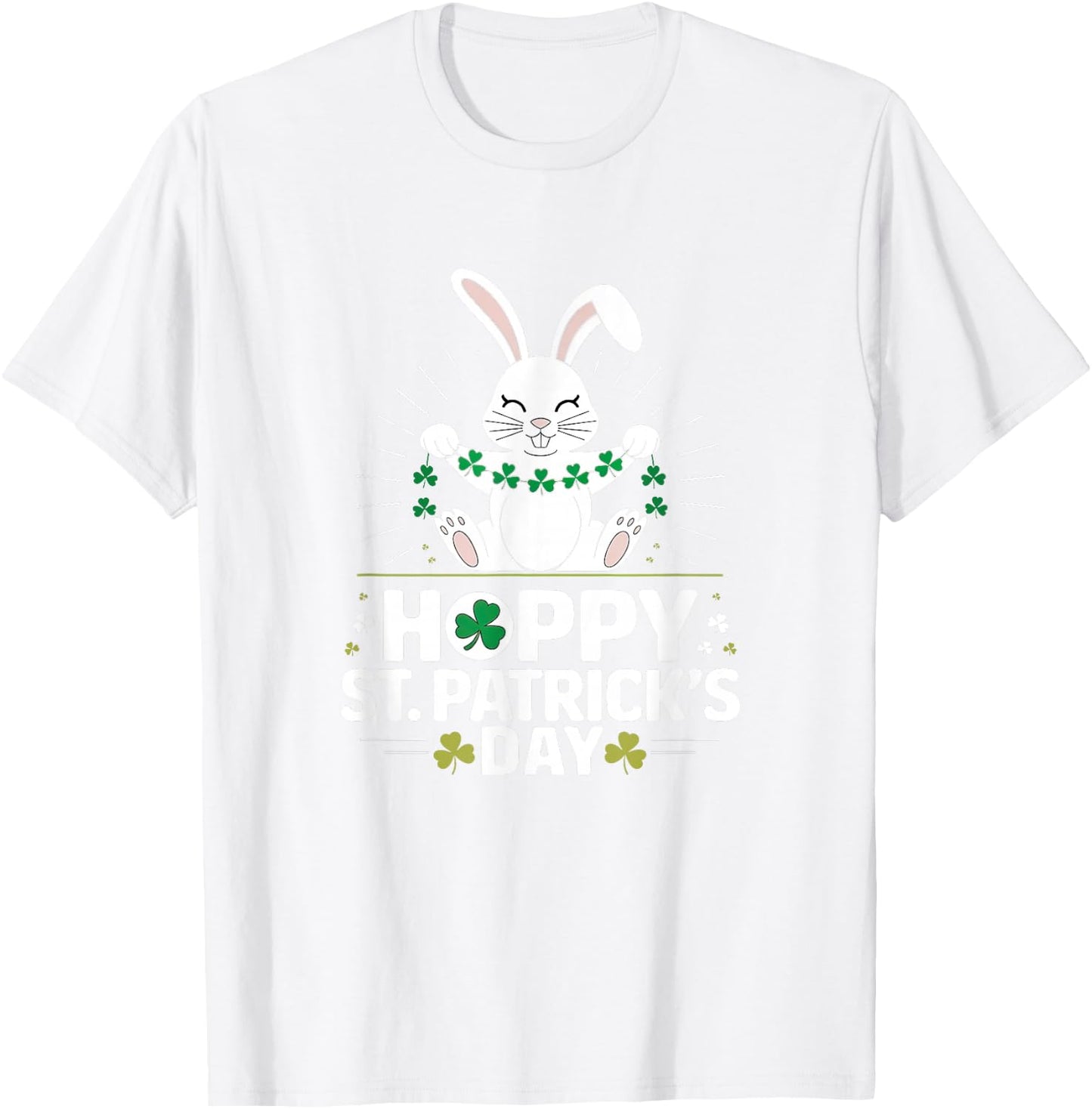 Hoppy St. Patrick's Day - Bunny Rabbit with Shamrocks T-Shirt - T-Shirt | White