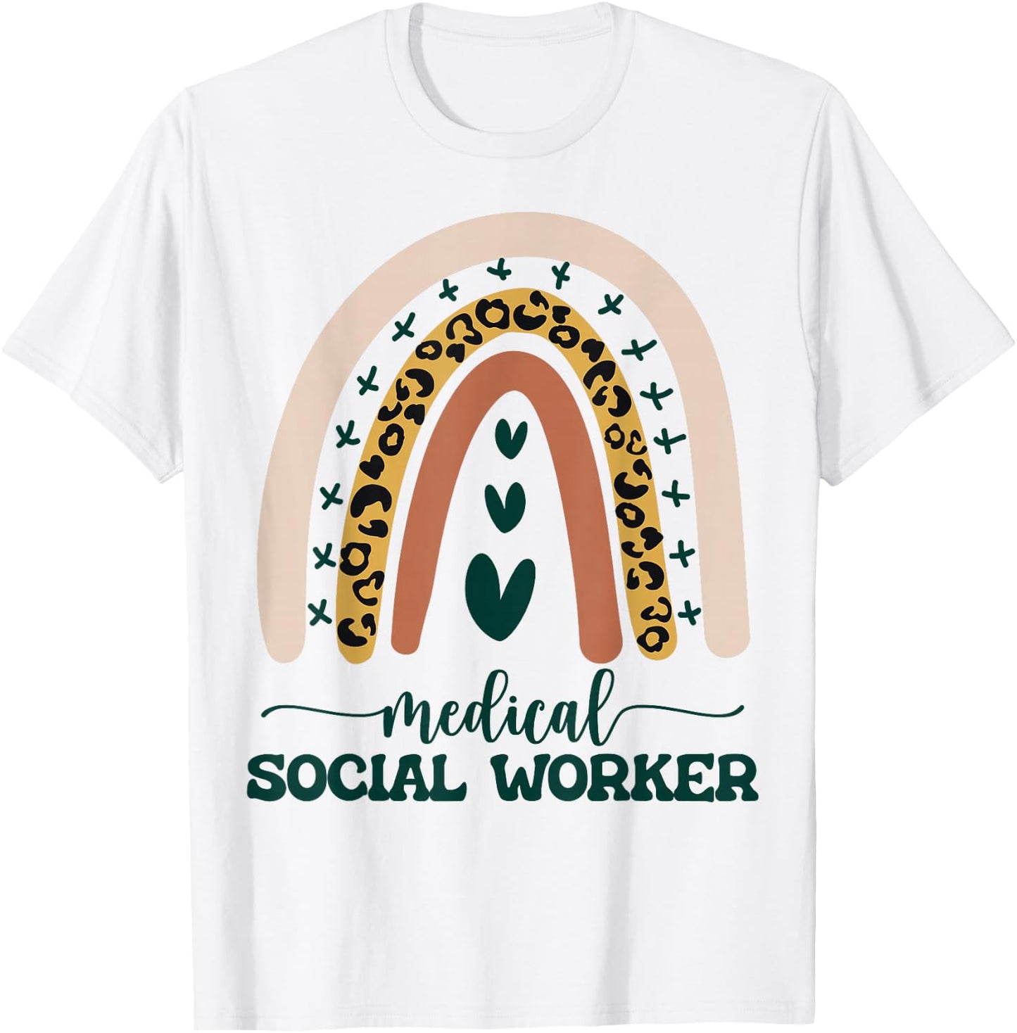 Medical Social Worker LCSW Therapist Boho Rainbow Leopard T-Shirt - T-Shirt | White