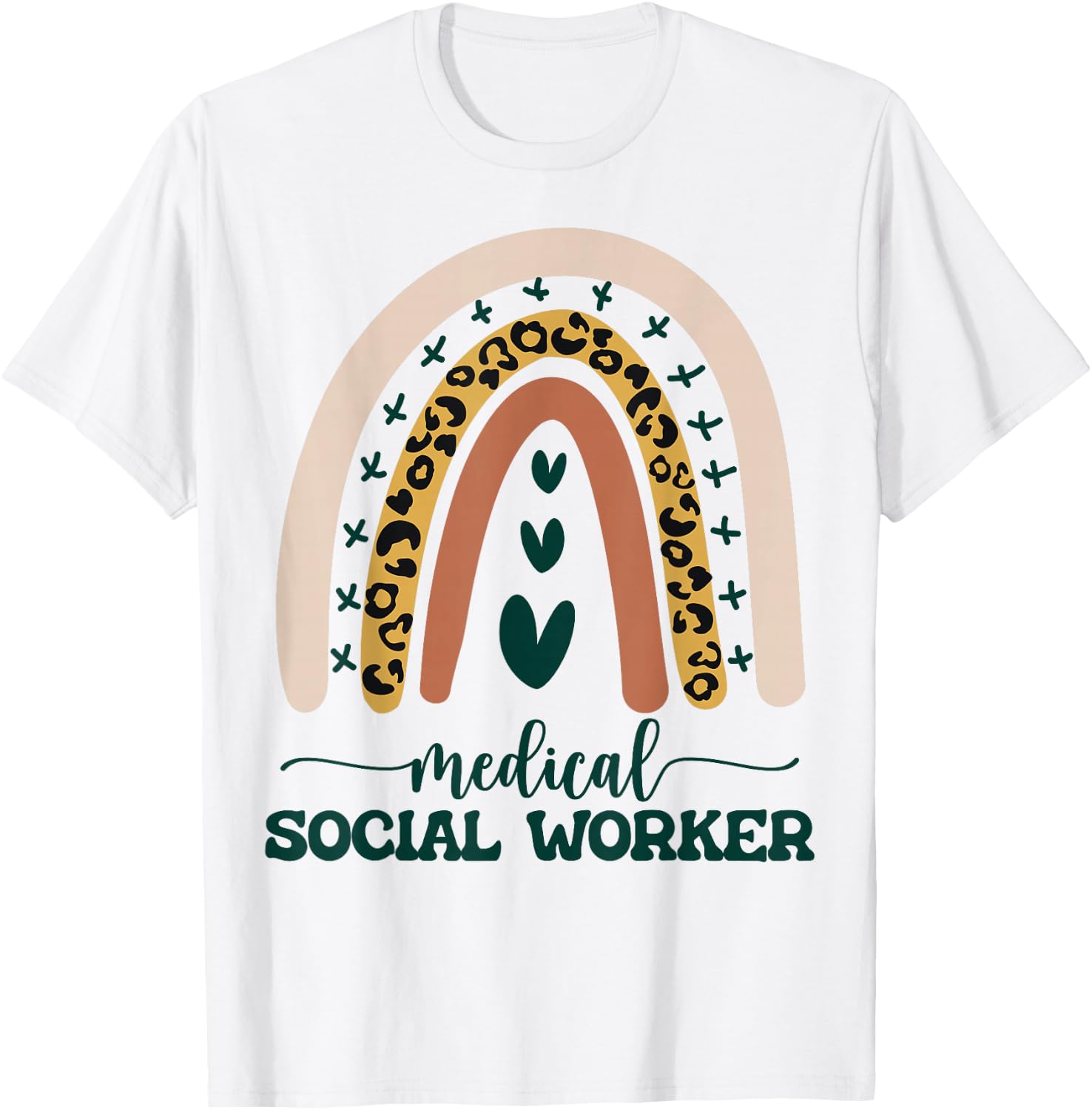 Medical Social Worker LCSW Therapist Boho Rainbow Leopard T-Shirt - T-Shirt | White