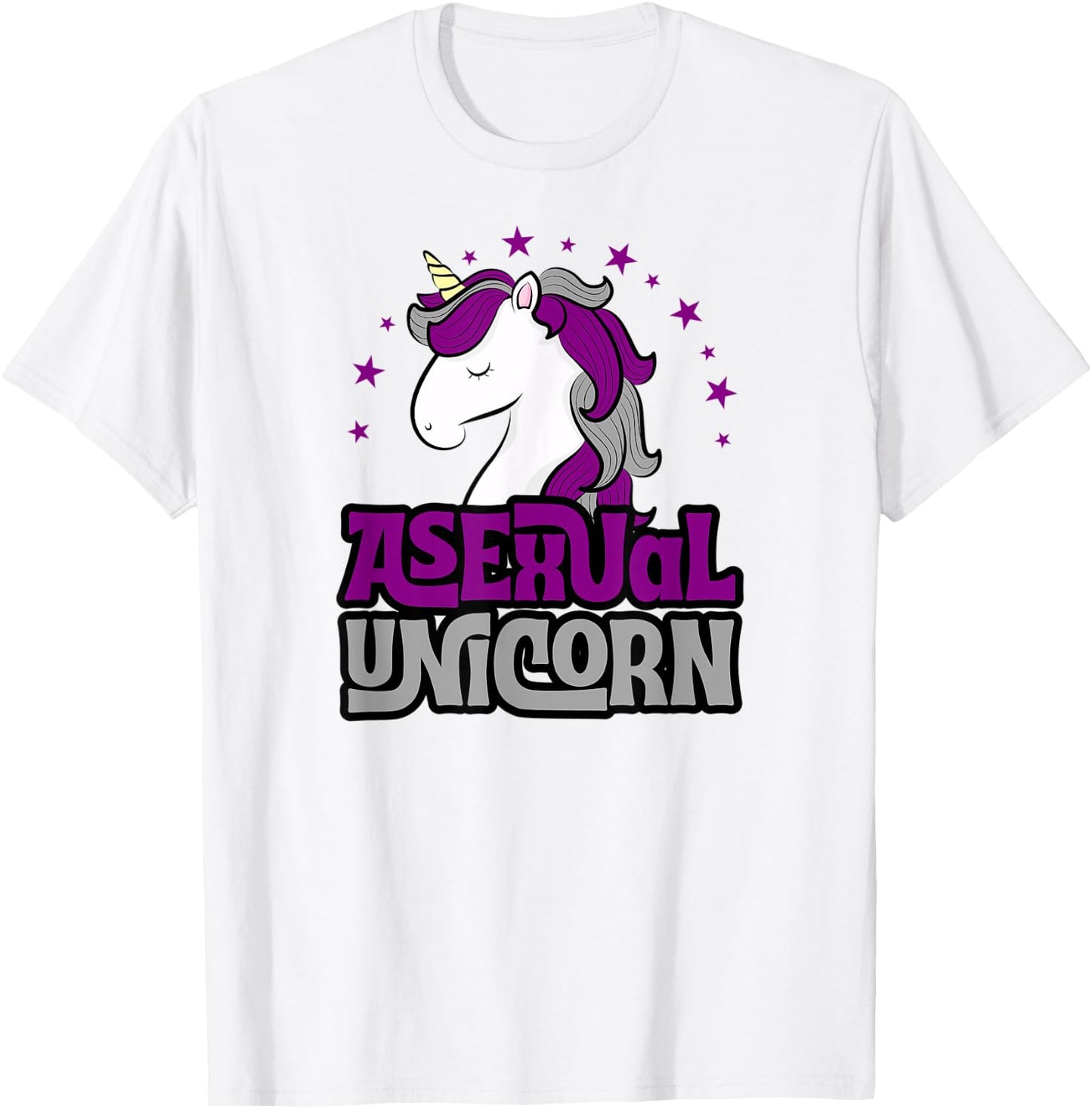 Asexual Unicorn Cute Girly Magical Ace Pride Flag Stuff Art T-Shirt - T-Shirt | White