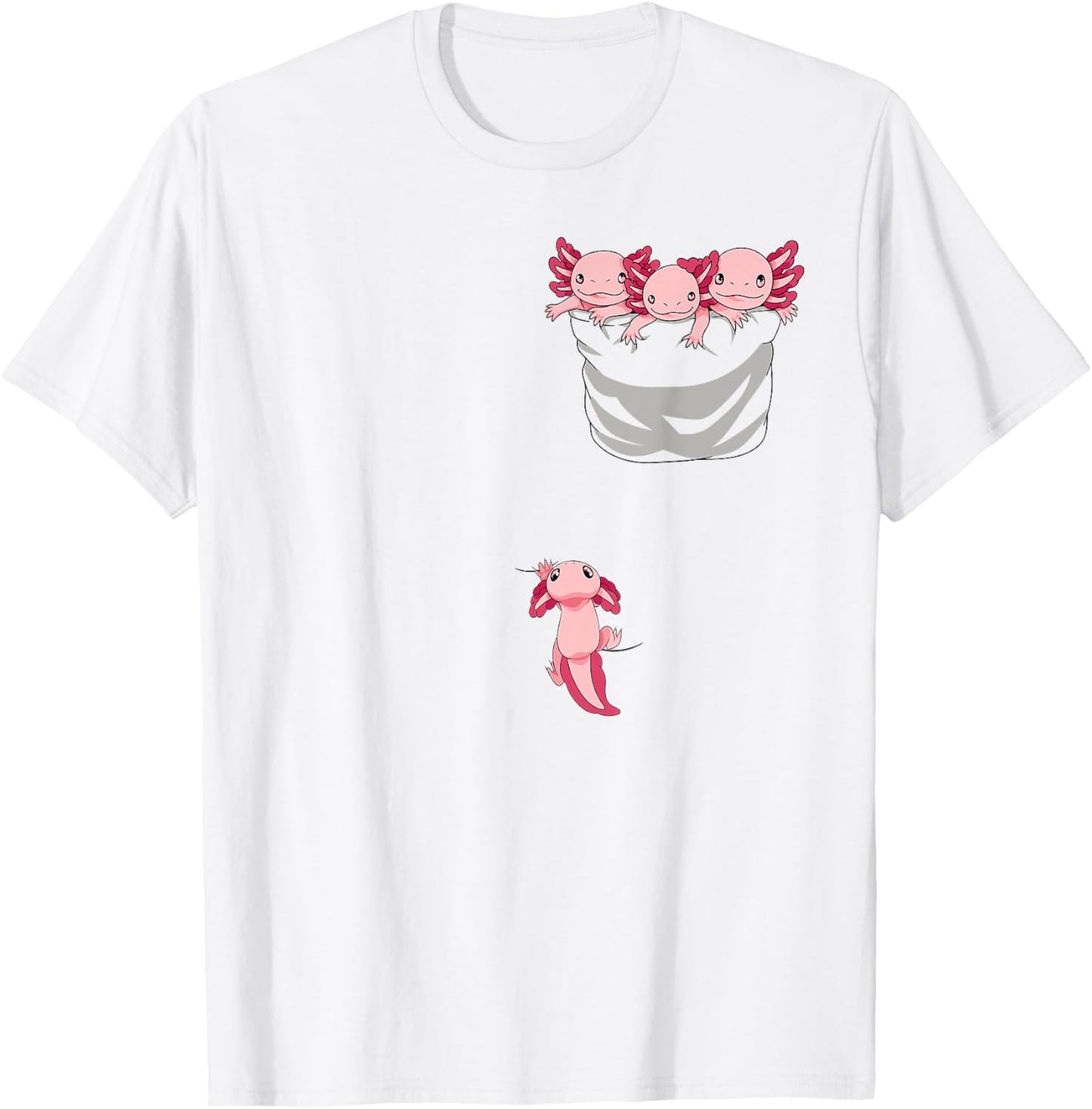 Axolotl Shirts for Girls Women Kid Axolotl Playing in Pocket T-Shirt - T-Shirt | White