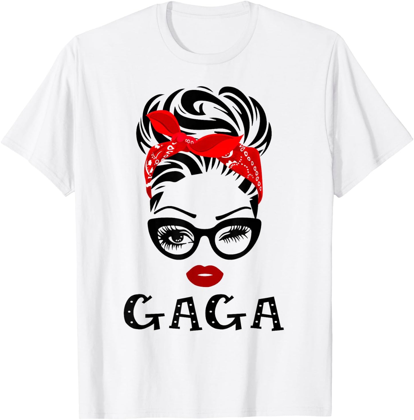 GAGA Wink Eye Woman Face Gift GAGA Grandma T-Shirt - T-Shirt | White